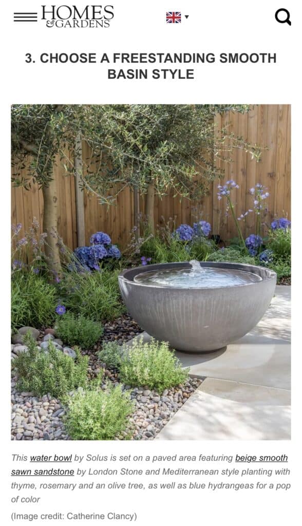 water bowl water feature