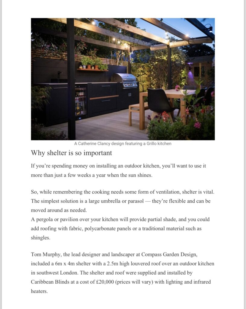 outdoor kitchen in a Catherine Clancy garden